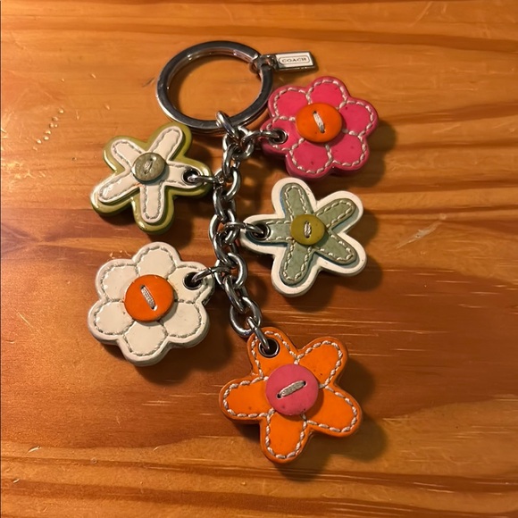 Coach Accessories - Vintage Coach Leather Flowers Key Fob